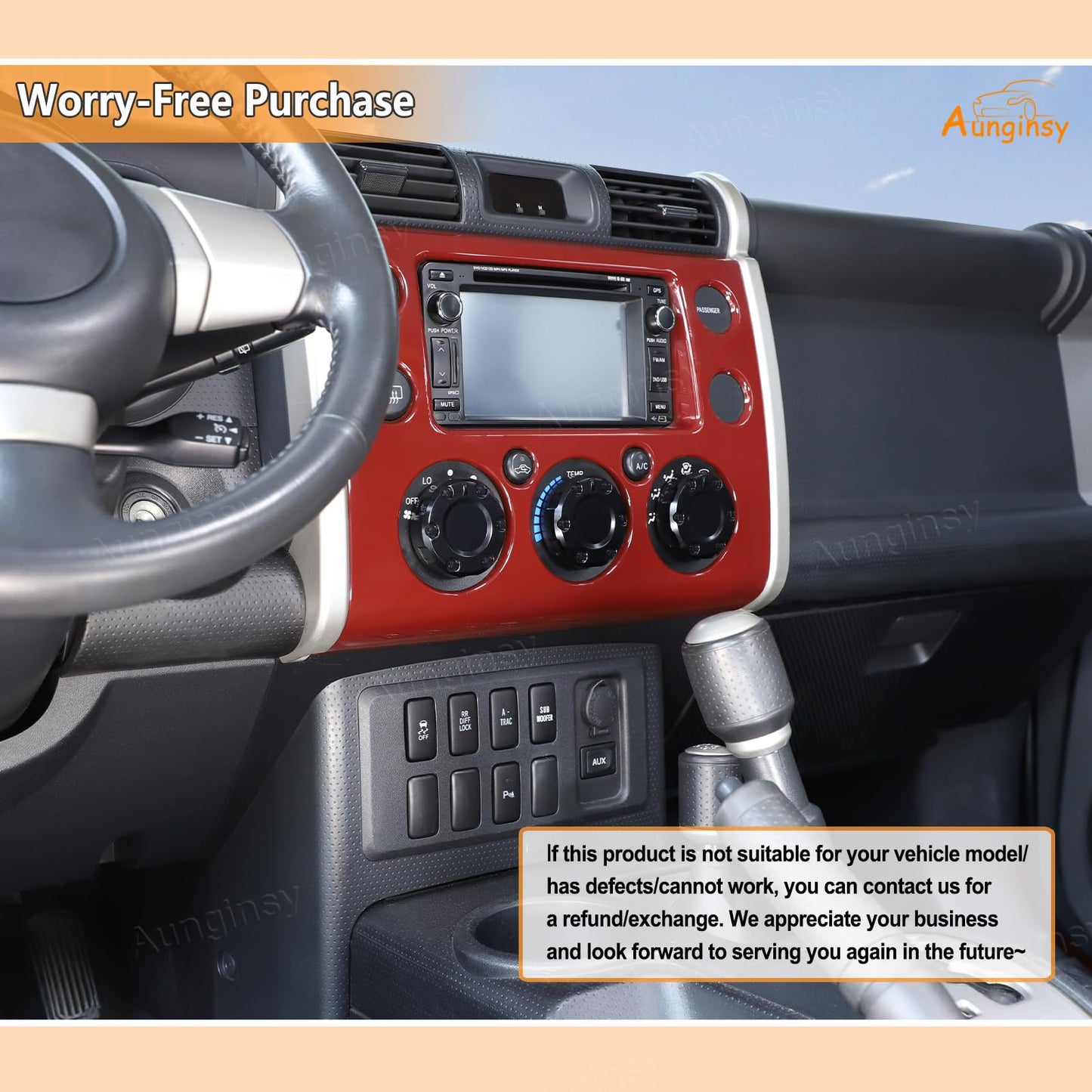 Center Console Air Conditioner Switch Button Knob Trim Cover Compatible with Toyota FJ Cruiser 2007-2021