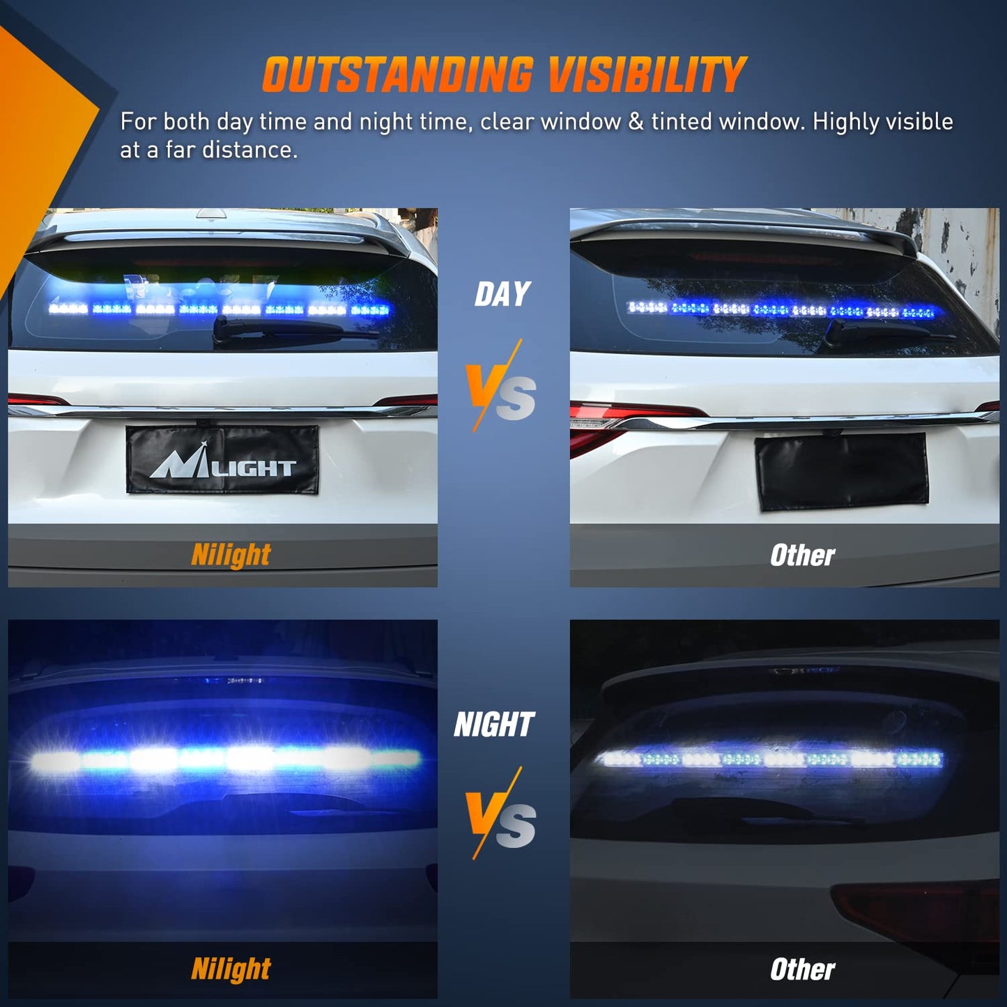 Traffic Advisor Emergency Strobe Light Bar 35Inch 32LED 21 Flash Patterns Directional Safety Warning Lights with Cigar Lighter on Trucks Police Cars Construction Vehicles
