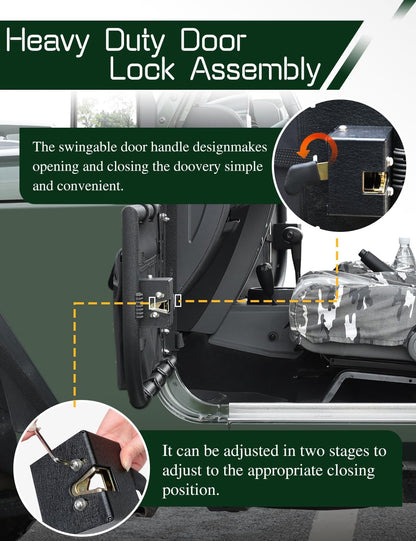Wrangler JK Tube Half Doors Off Road Tubular Summer Doors Fit for 2007-2018 Jeep Wrangler JK Unlimited 2-Door (exclude JL & JT Models)| Front Doors 2PCS |Door storage bag
