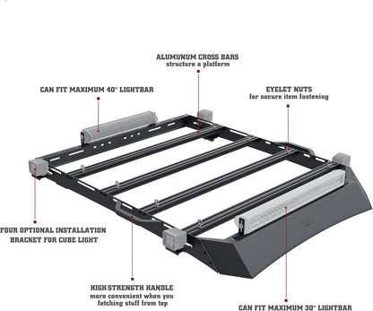 TAC Roof Rack Compatible with 2024-2025 Tacoma Double Cab Truck Cross Bar Cargo Canoe Bike Kayak Snowboard Luggage Upper Storage Carrier Truck Outdoors Gear