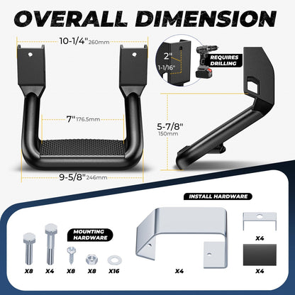 Universal Aluminum Side Step with Mounting Brackets for Pickups & Trucks