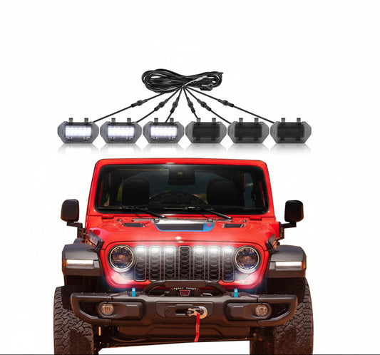 Front Bumper LED Grill Lights for Jeep Wrangler JL Gladiator JT 2024 2025