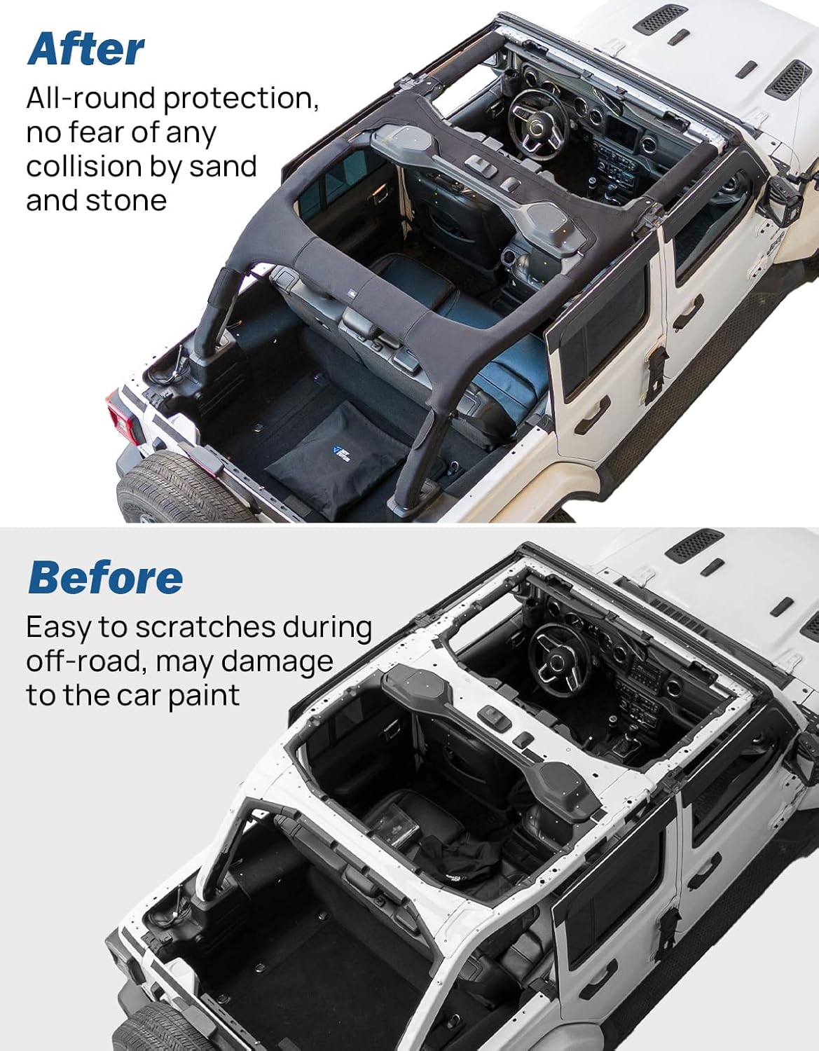JOYTUTUS Roll Bar Cover Compatible with 2018-2025 Wrangler JL Unlimited JLU, JL 4 Doors Roll Bar Protection, Neoprene