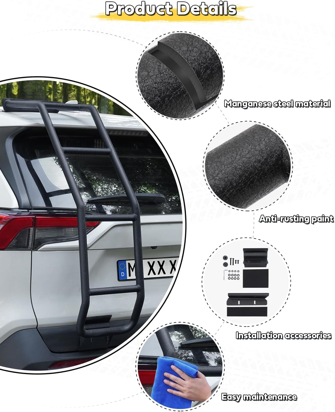 Aluminum Alloy Rear Ladder for Toyota RAV4 2019-2025