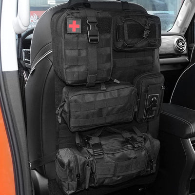 Universal Tactical Car Seat Back Organizer Patrol Bag Tactical Molle Vehicle Organizers with 5 Detachable Molle Pouches Multi-function Designed