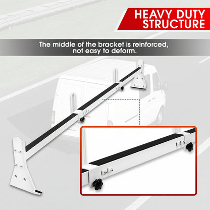 Ladder Rack for Van Compatible with Chevy Express 1500 2500 3500 Ford Econoline GMC Savana Fullsize with Rain Gutter
