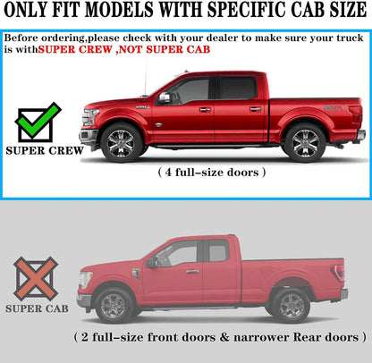 Side Step Nerf Bar Running Board Replacement for Ford F-150 Crew Cab 04-14（4 Full Size Door）,6 Inch Step Pad Design,OE Style (Black Powder-Coating) - OMOTOR