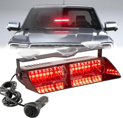 LED Dash Police Emergency Strobe Light Bar, 16 LEDs, 19 Flash Patterns, Magnetic Windshield Warning Light for Bus, RV, Car, Truck, Tractor - OMOTOR