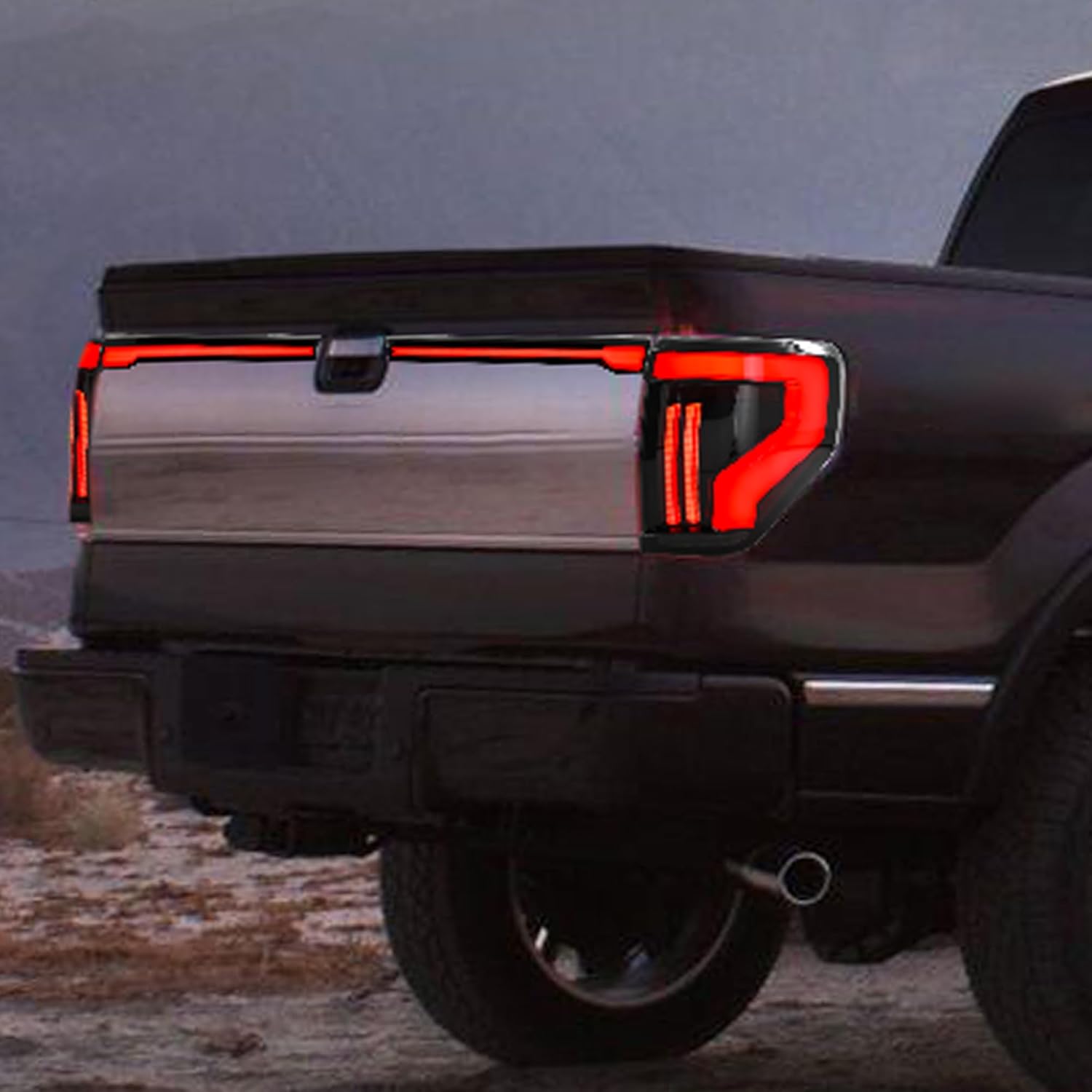 Tail Lights Compatible with 12th Gen F150 Pickup Truck 2009-2014, Rear Lamps Assembly w/Animation w/Amber Sequential Signal Lights w/Spoiler Light, Smoke Lens