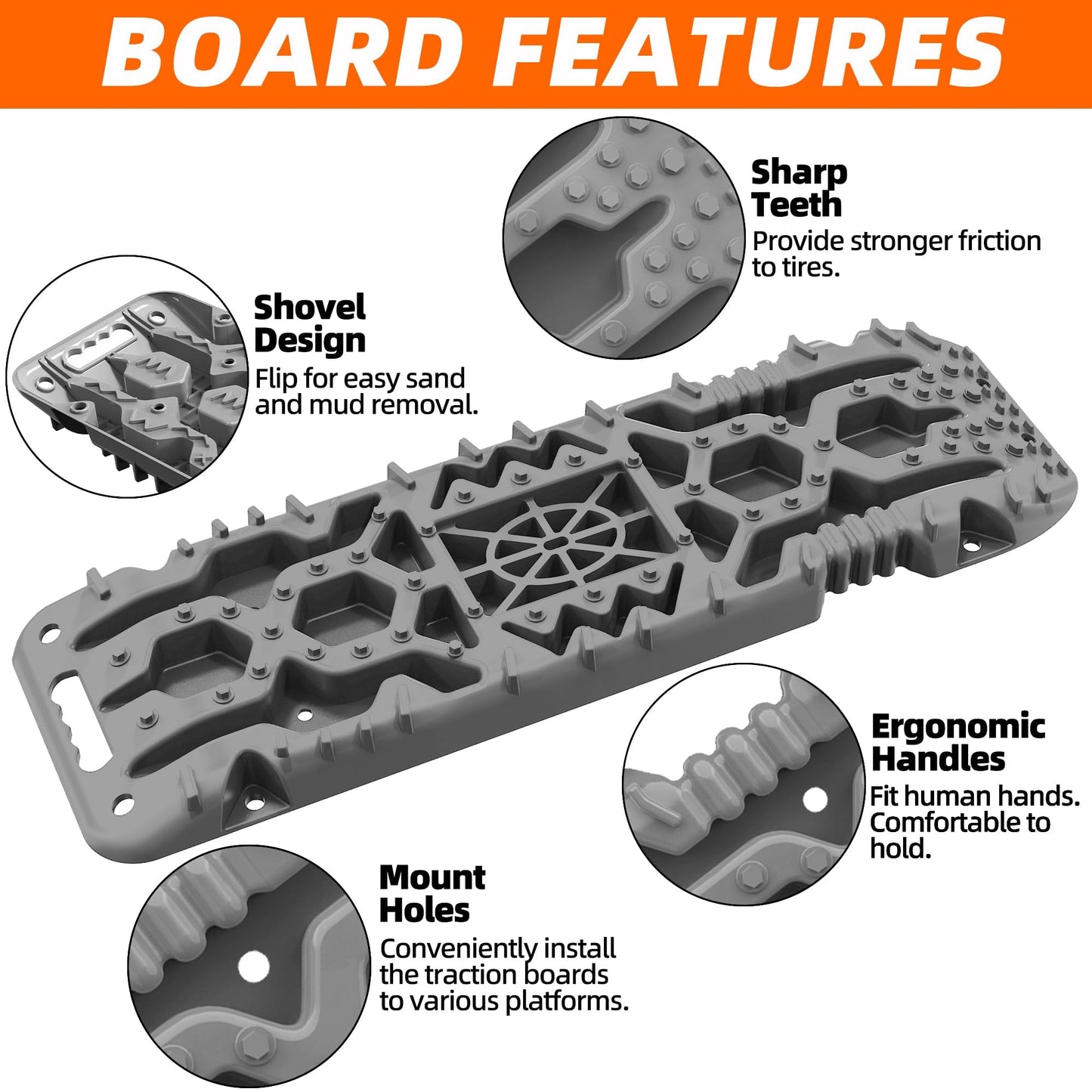 2PCS Traction Boards with Build-in Jack Base & Mounting Kit for Overlanding