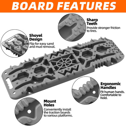 2PCS Traction Boards with Build-in Jack Base & Mounting Kit for Overlanding