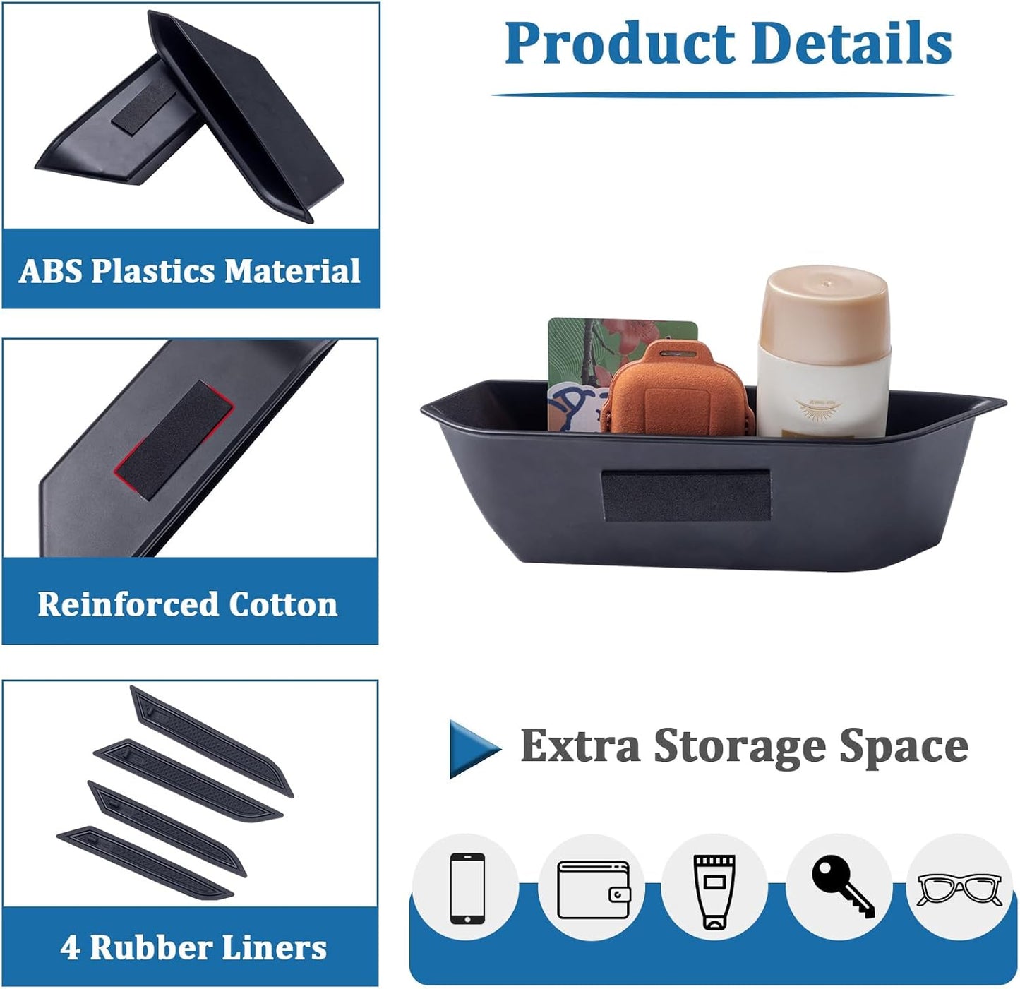 TOPINSTALL 4 Door Handle Storage Box Compatible with Ford Bronco 2021-2025 Accessories, Phone Holder Front and Rear Door Grab Handle Pocket Storage ABS Plastic-4PCS (Not for Sport Model)