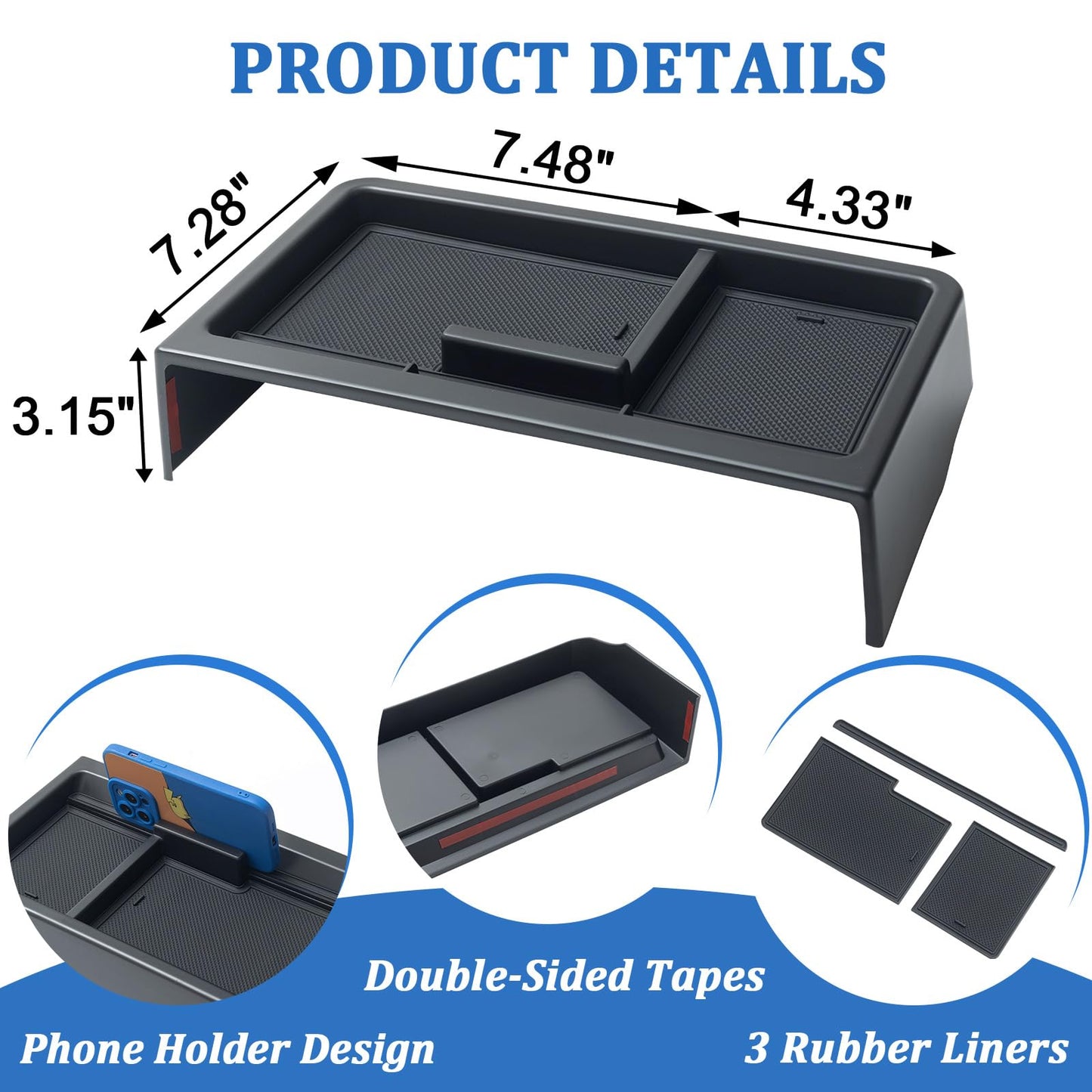 New Dash Tray Phone Holder Compatible with 2025 2026 Toyota Sienna 12.3" Screen (Not for LE Trim with 8" Screen)