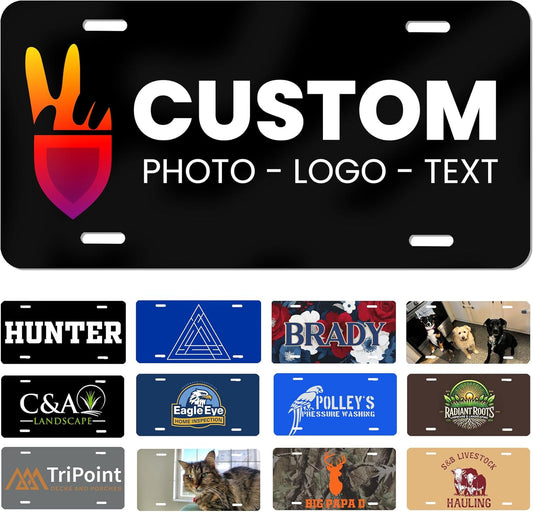 Custom License Plate for Car or Truck – Personalized Front Tag with Your Text, Image, Photo, or Logo – Decorative Novelty Auto Accessory for Garage, Bar, or Home Display