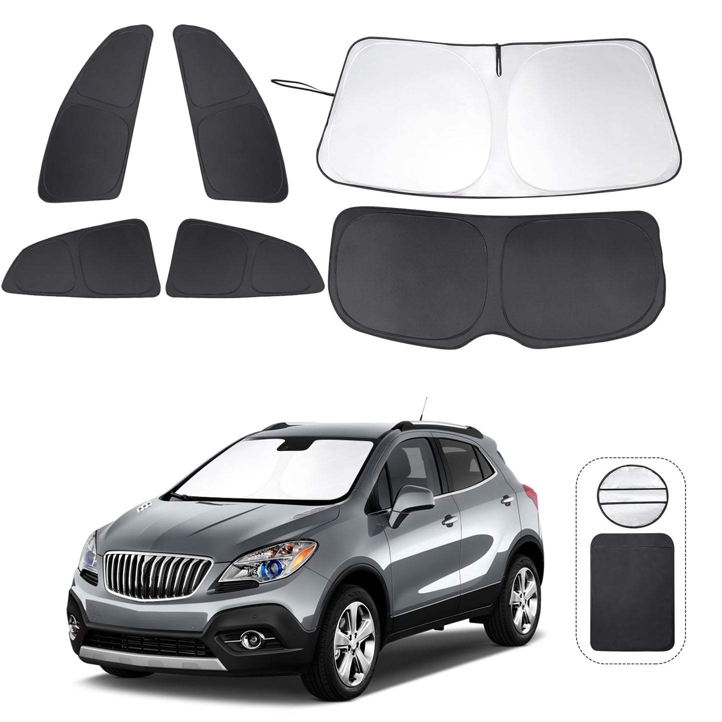 5PCS Windshield Sun Shade Custom Fit for 2021-2024 2025 Ford Bronco Accessories(Not for Bronco Sport) Foldable Sunshade Side Rear Window Shade Cover Full Set Privacy Protection