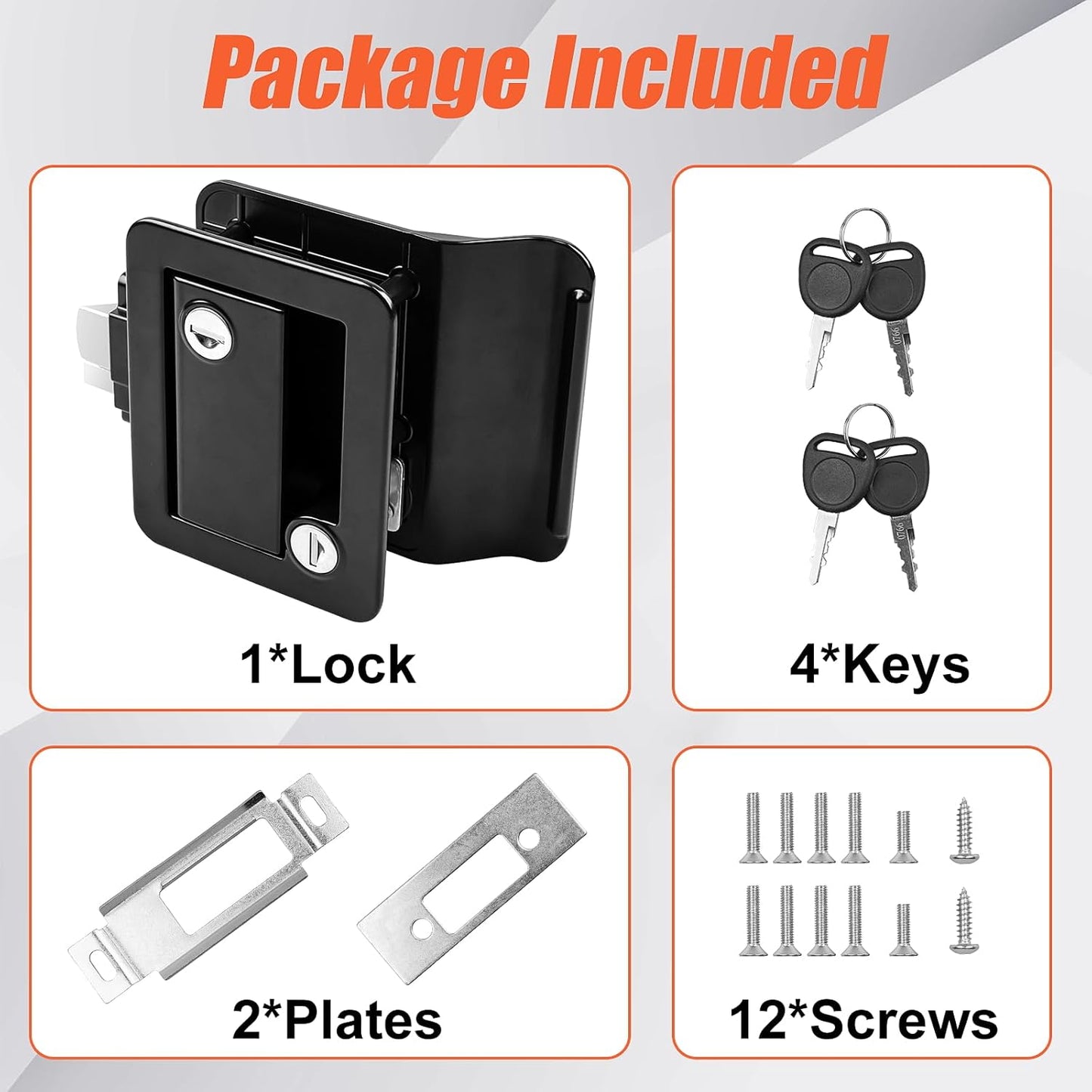 Black RV Door Lock Replacement, Upgraded RV Door Latch with Paddle Deadbolt 4 Keys, Camper Door Lock for Travel Trailers Horse Cargo Hauler, Zinc Alloy Trailer Entry Door Latch Replacement