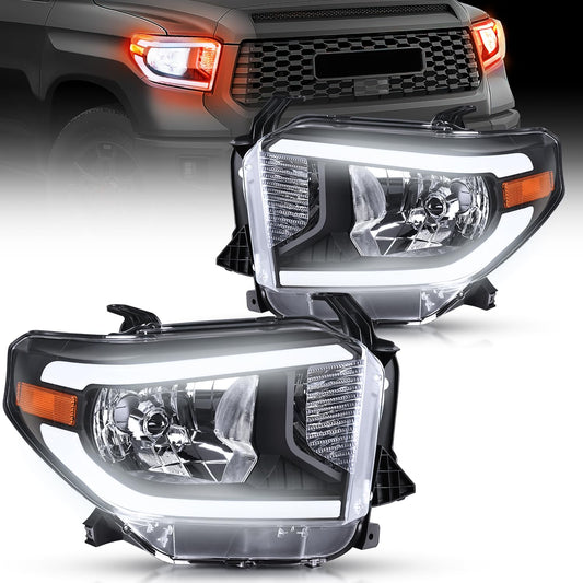 LED DRL Headlight Assembly Compatible with 2014 - 2021 Toyota Tundra Black