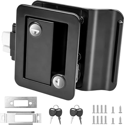 Upgraded Black RV Door Lock with Paddle Deadbolt 4 Keys, Camper Door Lock For Travel Trailers Horse Cargo Hauler