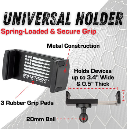 Bulletpoint RubiGrid Metal Dash Mount Phone Holder Compatible with 2019+ Chevrolet Silverado GMC Sierra Multi-Device Holder with 20mm Ball System