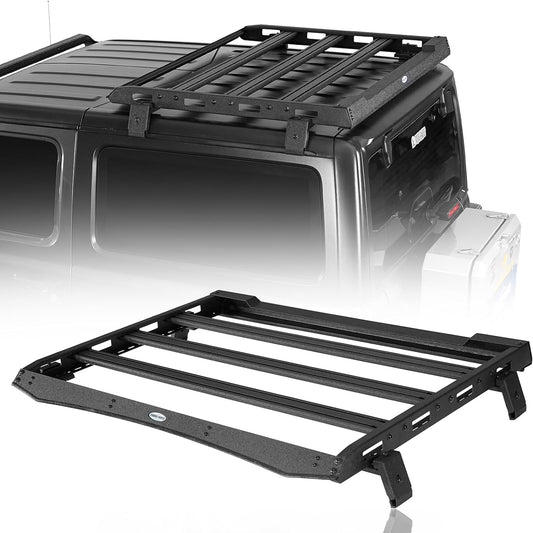Hooke Road JL 2 Doors Roof Rack Cross Bar Aluminum Cargo Basket Carrier for 2018-2025 Jeep Wrangler JL 2-Door Hard Top (No Drill)- Easily Remove Front Top Panels
