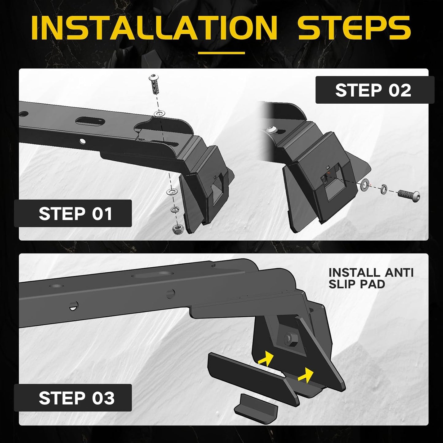 3 Crossbars 400 lbs Heavy Duty Roof Rack Crossbars for Jeep Wrangler JL JK Gladiator JT 2007-2024, (2/4 Door Hardtop)