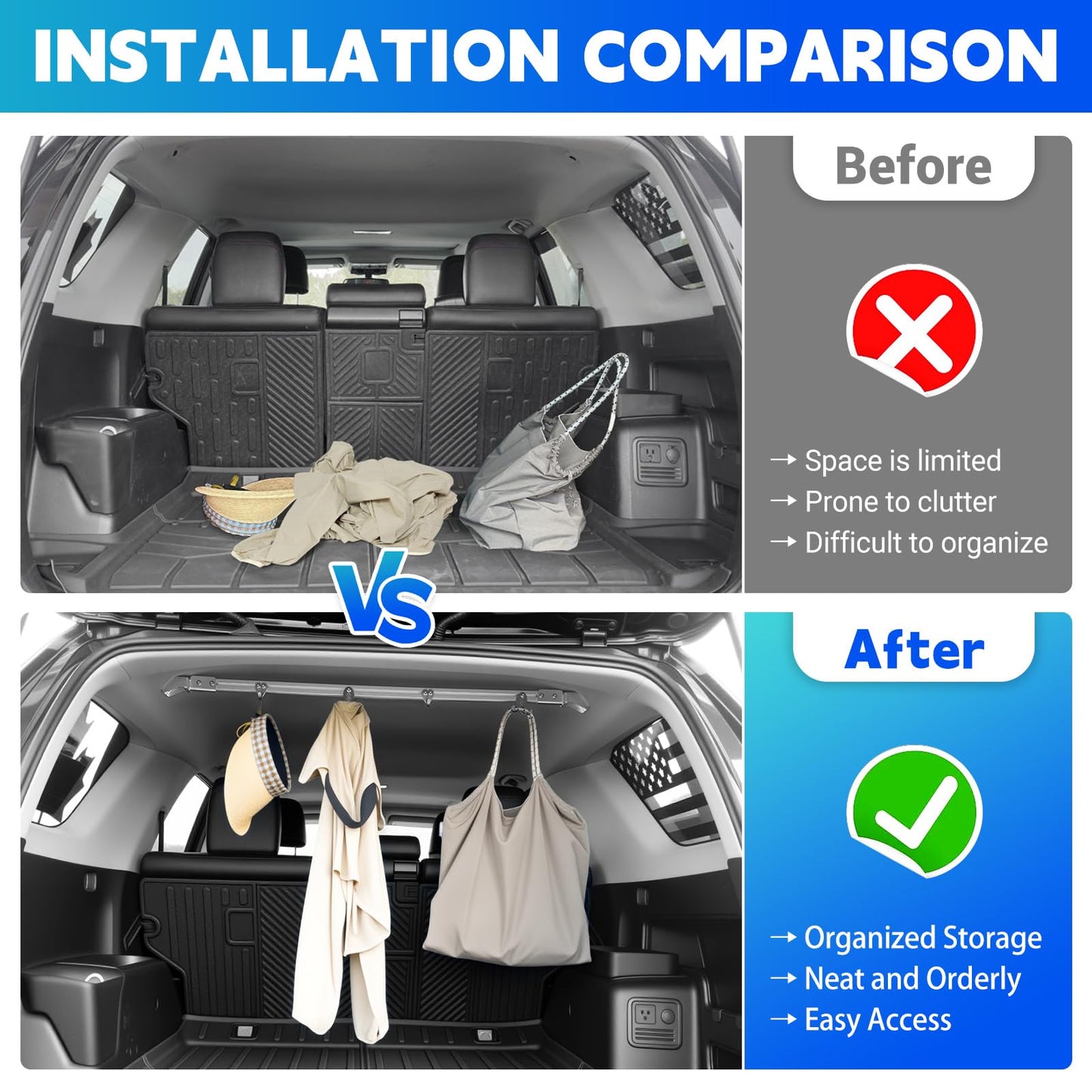 Heavy-Duty Car Clothes Hanging Rod for Toyota 4Runner 2010-2024