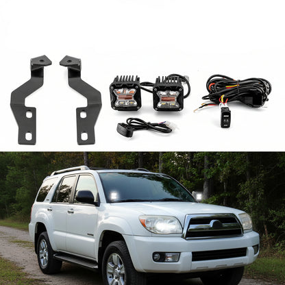 Ditch Hood Light Mounting Brackets Kit with 3 Inch LED Light Pods Wiring Harness Compatible with Toyota 4Runner 2003-2009