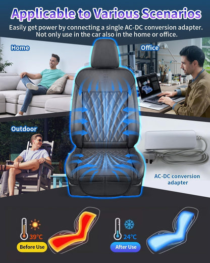 Air Suction Cooling Car Seat Cover Front Seat, 12V Circulation Ventilation Cooling Car Seat Cushion, Summer Cooling Seat Cushion Suitable for Car SUV Truck Universal Style, Classic Black
