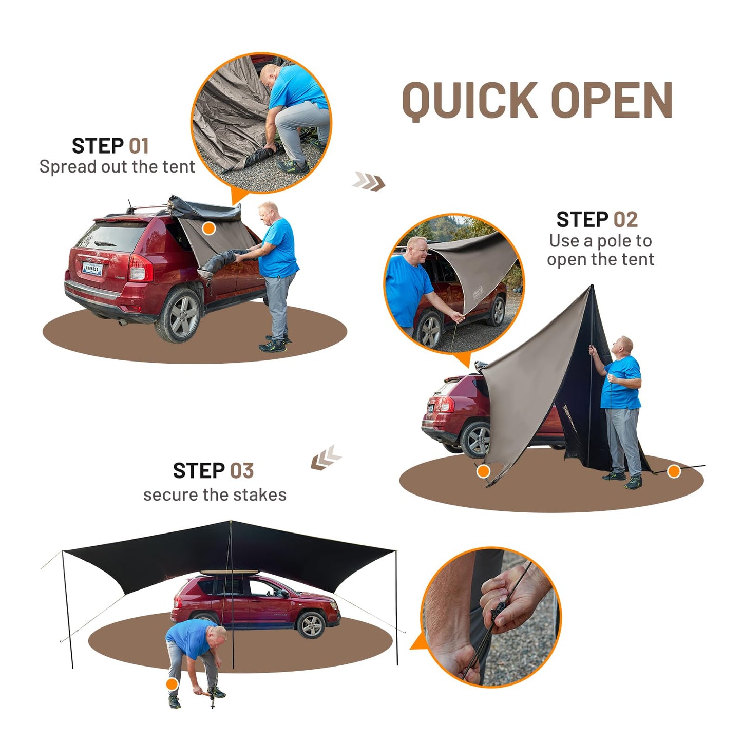 19x9.8ft Retractable Car Awning with Blackout Coating for Vehicle/Truck/Jeep/SUV/Van