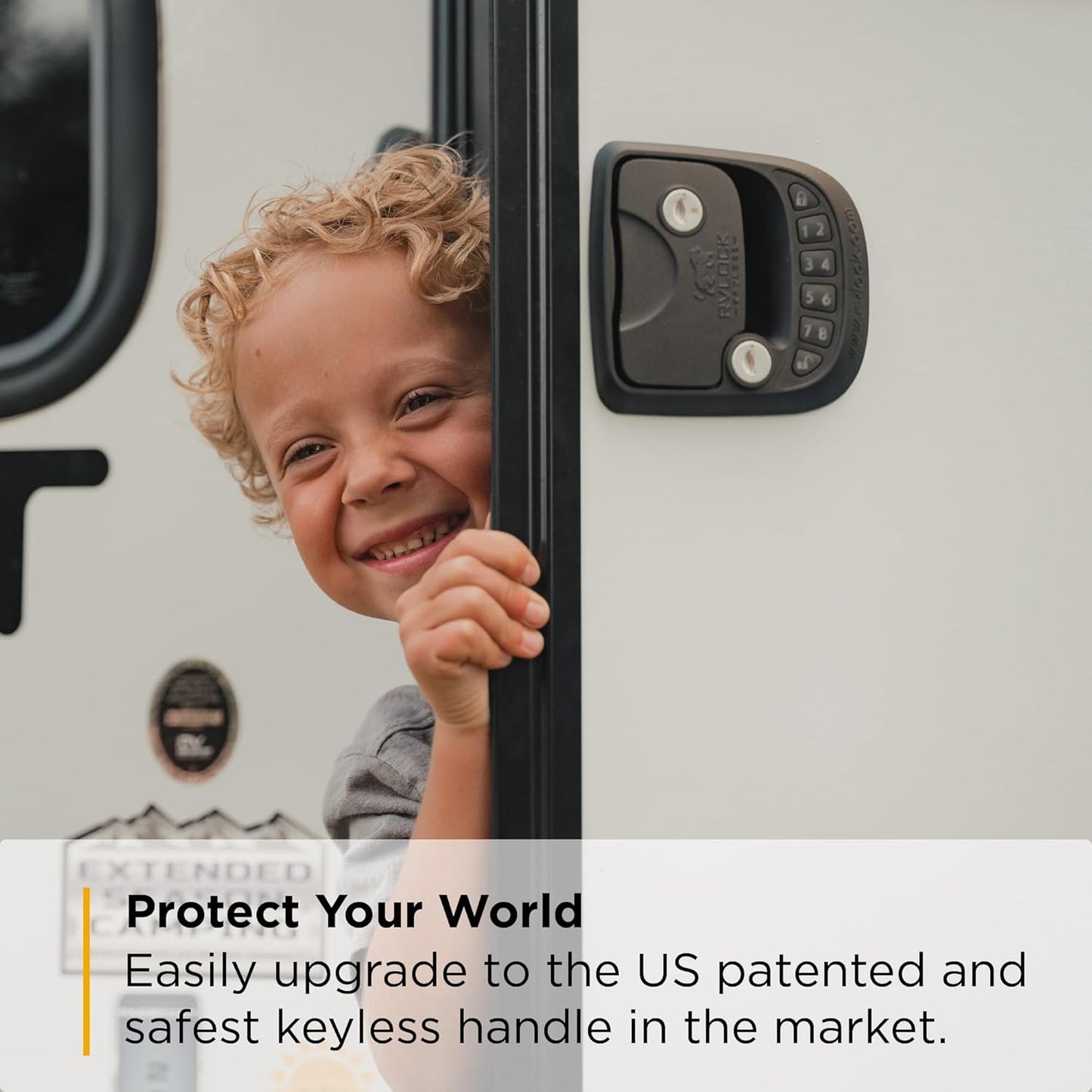 RV Door Lock Replacement with Keyless Entry and Remote, Secure Low Profile RV Door Latch, Perfect Camper Door Lock for a Majority of RVs, Patented Security Technology