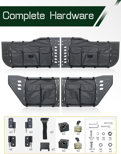 Wrangler JK Tube Half Doors Off Road Tubular Summer Doors Fit for 2007-2018 Jeep Wrangler JK Unlimited 4-Door (exclude JL & JT&2Door Models)| Front & Rear Doors 4PCS |Door storage bag