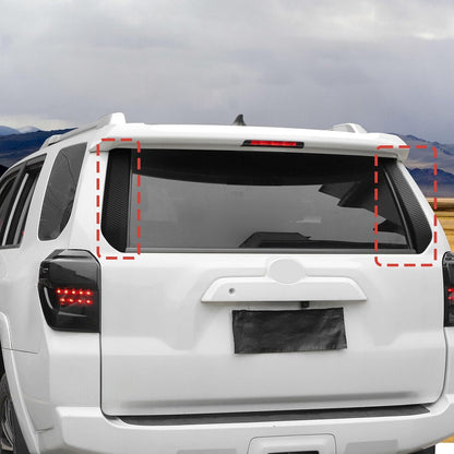 Tailgate Door Window Moldings Trim Rear Window Spoiler Side Wing Protector Covers Exterior Accessories Fit for Toyota 4 Runner 2010-2023 (Carbon Fiber Grain)