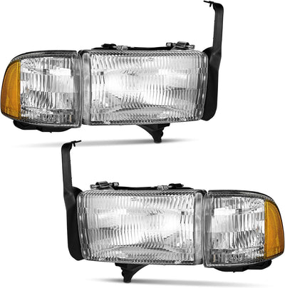 Waterproof Headlights Assembly for 1994-2001 Dodge Ram 1500 2500 3500 Pickup, for 94-02 Ram 2500 3500