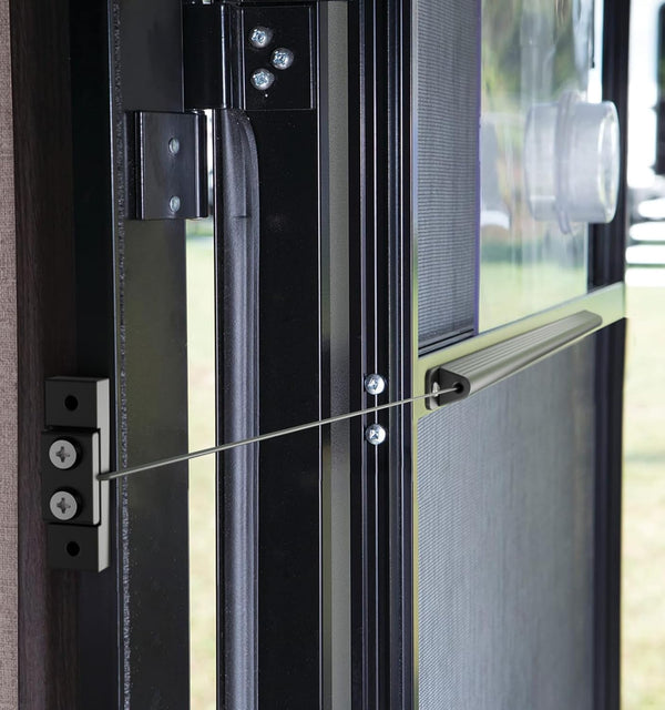 Automatic RV Screen Door Closer Kit Built in Spring for Adjustable Tension - Aluminum Universal Camper Entry Auto Closure Kit - Trailer Must Haves Self-Closing Accessory 17"x0.9"