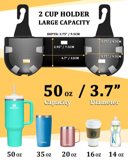 Car Headrest Backseat Cup Holder with Hooks, Multifunctional Organizer