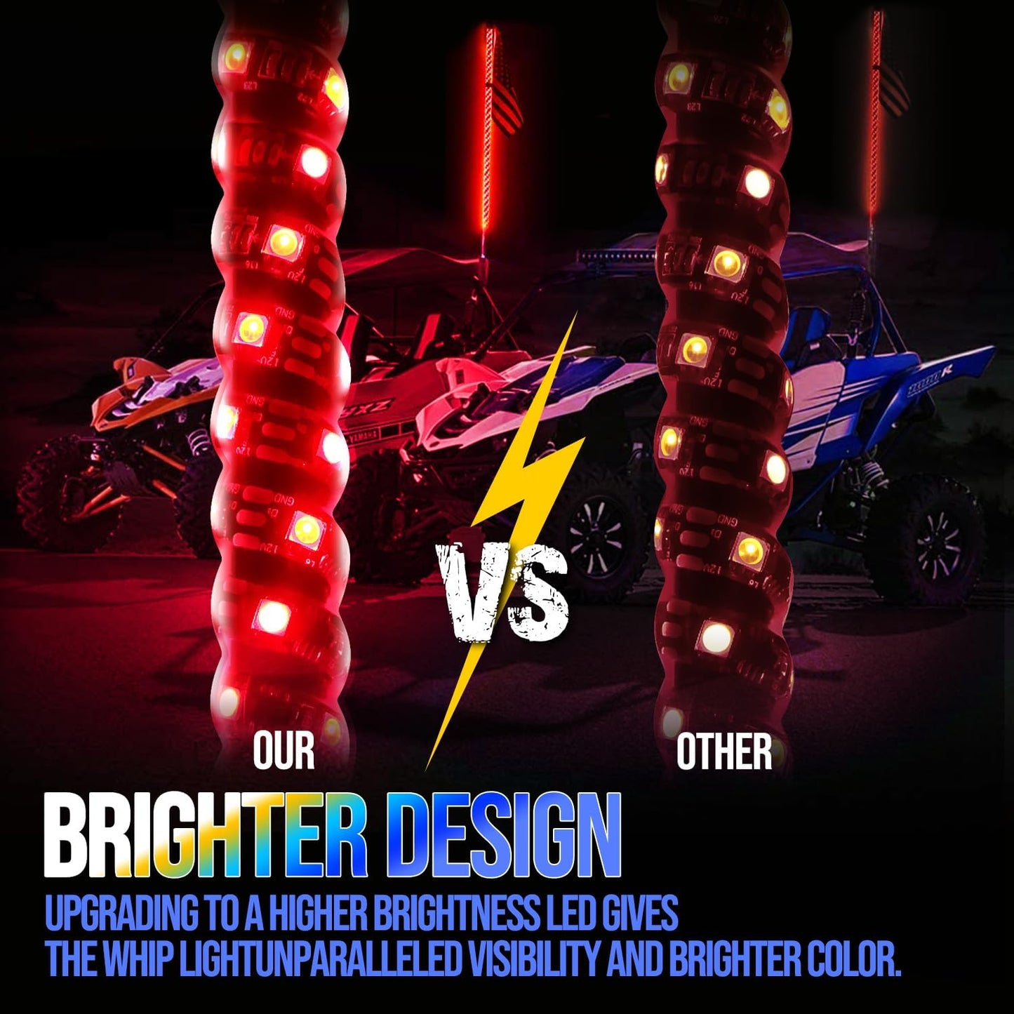 Omotor 2Pcs 3FT Whip Lights and 8 Rock Lights Combo 360° Spiral Chasing RGB Whips RGBW & Brighter Neon with Bluetooth and Remote Control