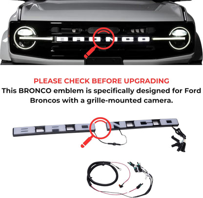 Putco Luminix Ford Bronco LED Grille Emblem - Fits Ford Bronco 2021-2025 - w/Front Camera, 92852