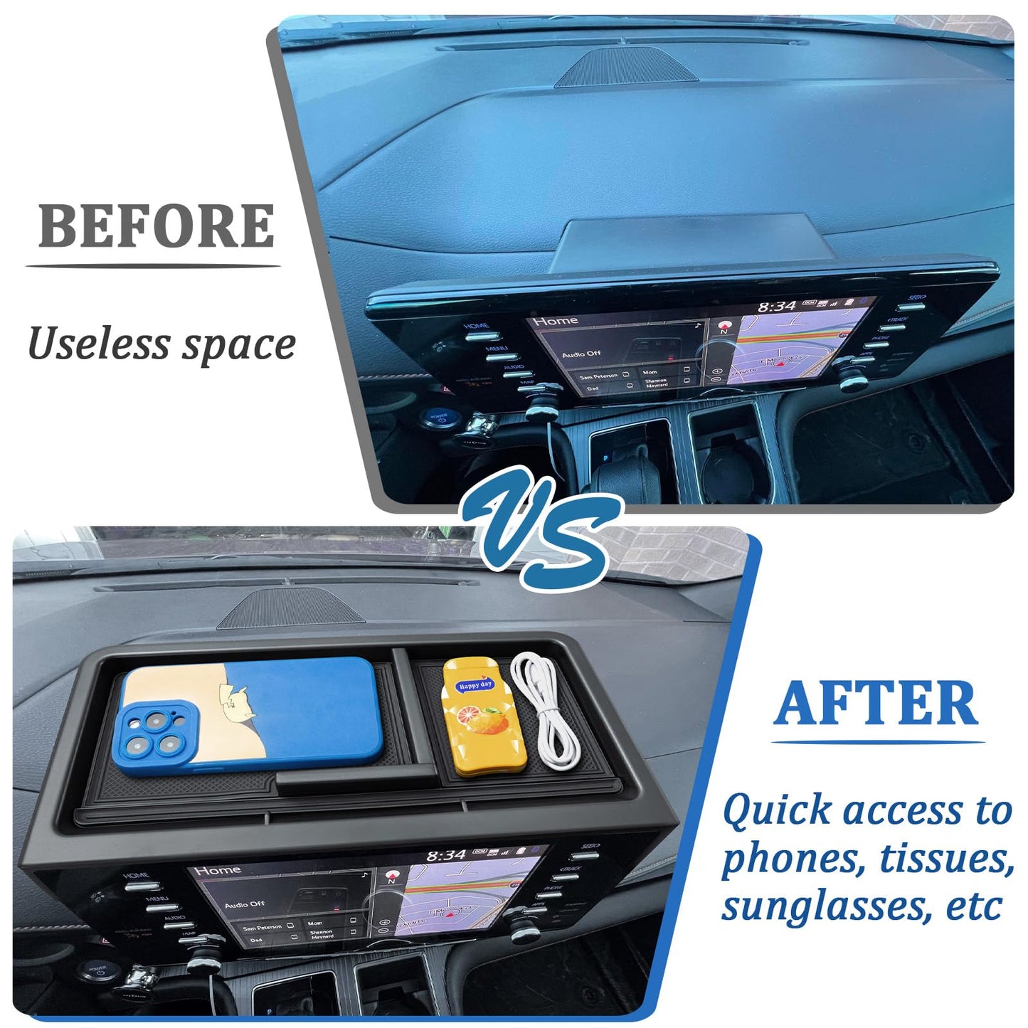New Dash Tray Phone Holder Compatible with 2025 2026 Toyota Sienna 12.3" Screen (Not for LE Trim with 8" Screen)