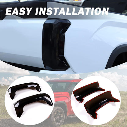 LLKUANG Rear Tail Light Cover Tail Lamp Shell Shade Guard Trim Frame Compatible with Toyota Tundra 2022 2023 2024 2025,ABS Car Taillight Protective Shell Bezels Smoke Black Taillight Shell Accessories