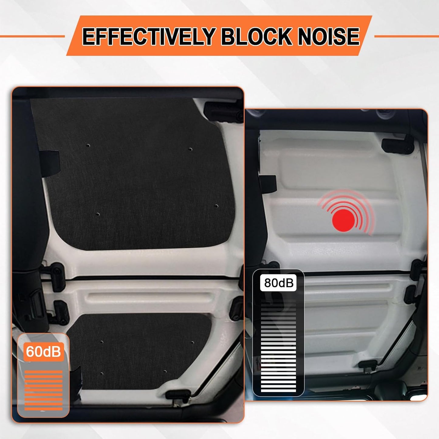 Sound Deadening Hardtop Headliner Kit Compatible with Jeep Wrangler JL 2018-2025 Roof Insulation | 18mm Heat & Noise Shield | NO ROOF Removal | Clip + High-Temp Adhesive (4-Door)