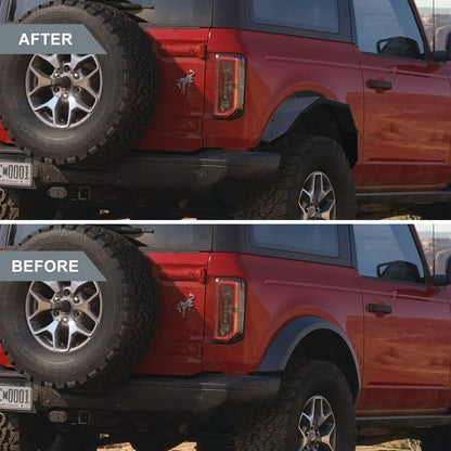 RYNOSKIN Rear Fender Flares Fit 2021-2025 Ford Bronco 2 Door Heavy Duty Carbon Steel Off-Road Flat Wheel Fenders Heavy Textured Black Side Protections (Only for Bronco 2 Door Rear Wheel 2PCS)