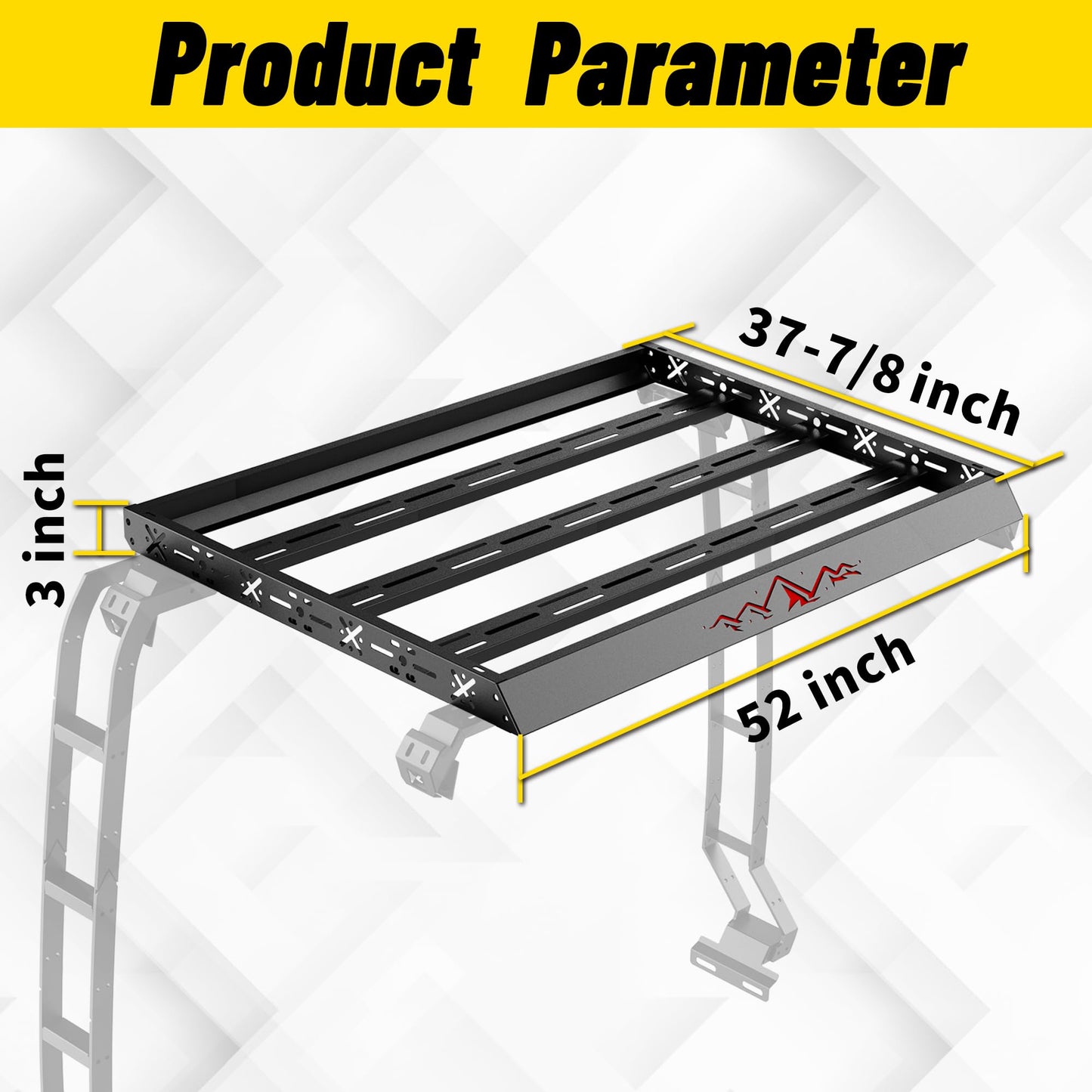 Roof Rack Basket with Dual Ladders and LED Lights For Jeep Gladiator 2020-2026 4-Door