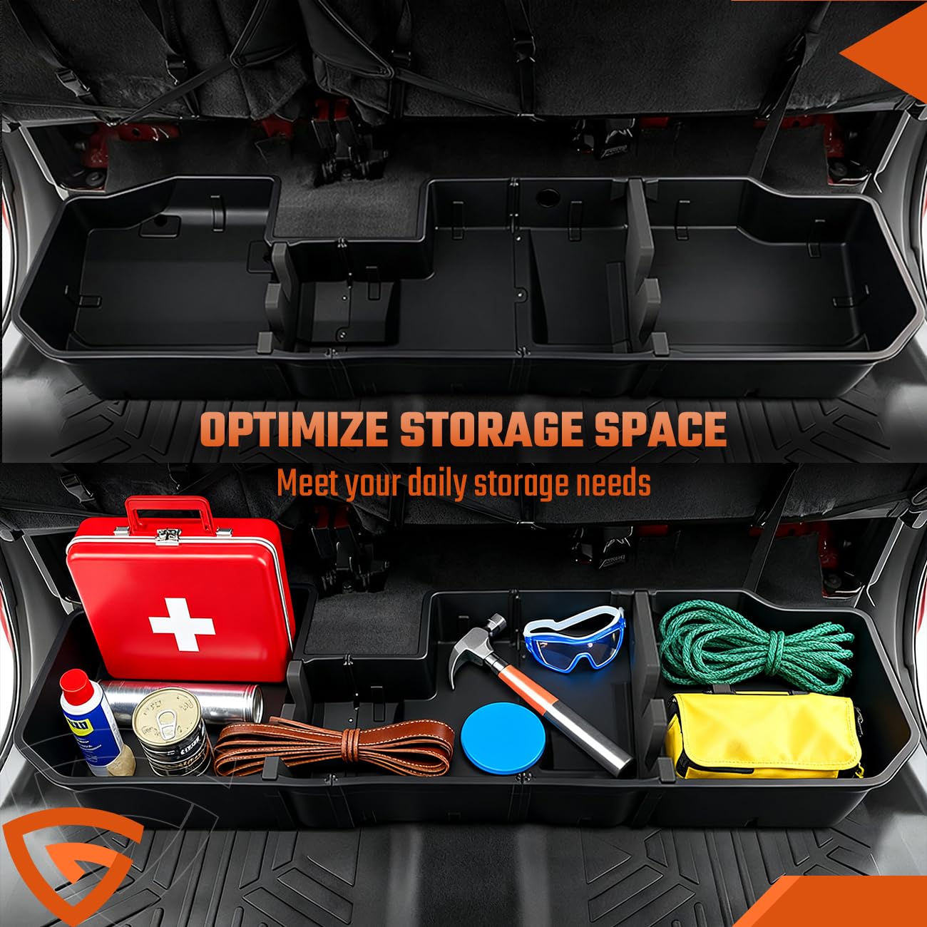 GEARLAST 56 inch Truck Bed Cargo Box, Truck Bed Organizers and Storage,Truck Bed Storage System with Isolation Netting and Tarpaulin, Tailgate-slide Design for Effortless Loading/Unloading