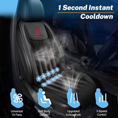 Cooling Car Seat Cushion Front Seat,12V Cooling Seat Cover for Car with 10 Fans,Rapid Cooling with Automatic Start and Pause Seat Cushion (Black)