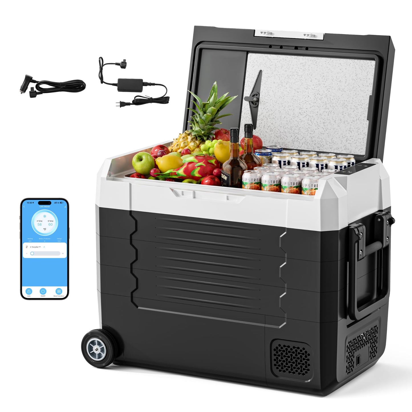 12 Volt Portable Refrigerator, 37QT/58QT Electric Cooler, Electric Cooler APP Control, for Travel, Camping, Boat