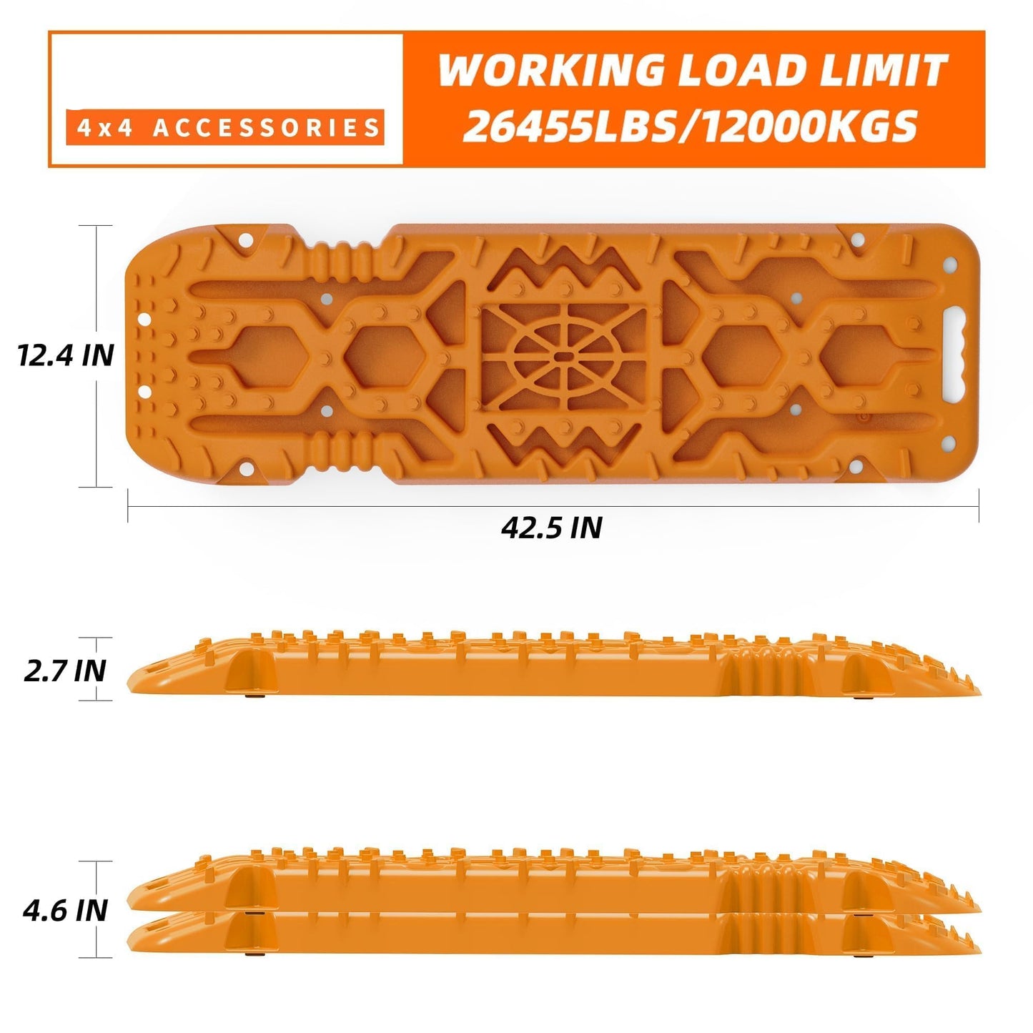 2PCS Traction Boards with Build-in Jack Base & Mounting Kit for Overlanding