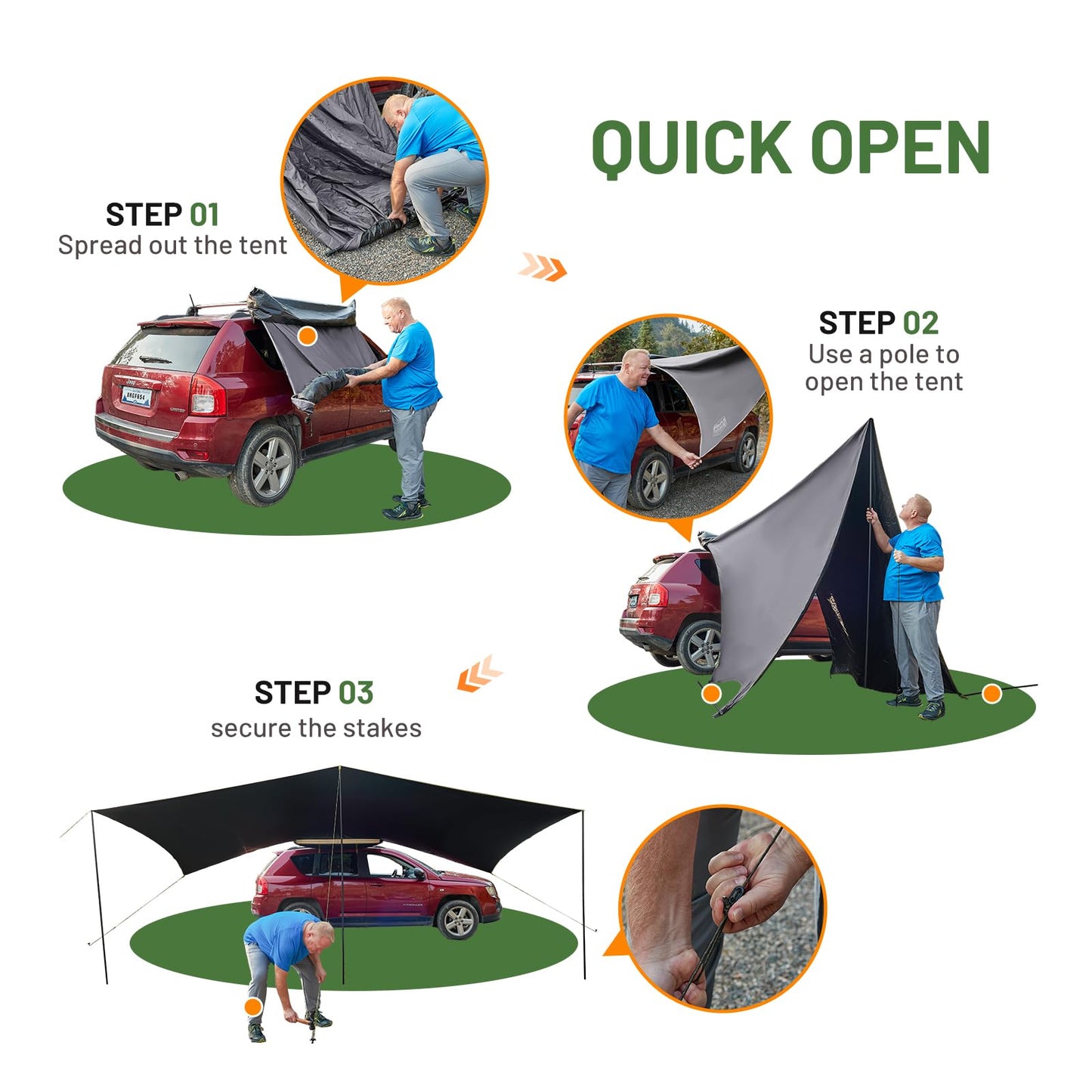 19x9.8ft Retractable Car Awning with Blackout Coating for Vehicle/Truck/Jeep/SUV/Van