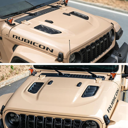 Vented Heat Dispersion Hood Compatible with Jeep Wrangler JL JLU 2018-2024 Gladiator JT 2020-2024,10th Anniversary Edition Metal Replacement Hoods Accessories (Not Fit Mojave and 392 Models)