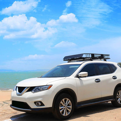 Roof Rack Carrier Basket Rooftop Cargo Carrier with Extension Black Car Top Luggage Holder 64"x 39"x 6" Universal for SUV Cars - OMOTOR