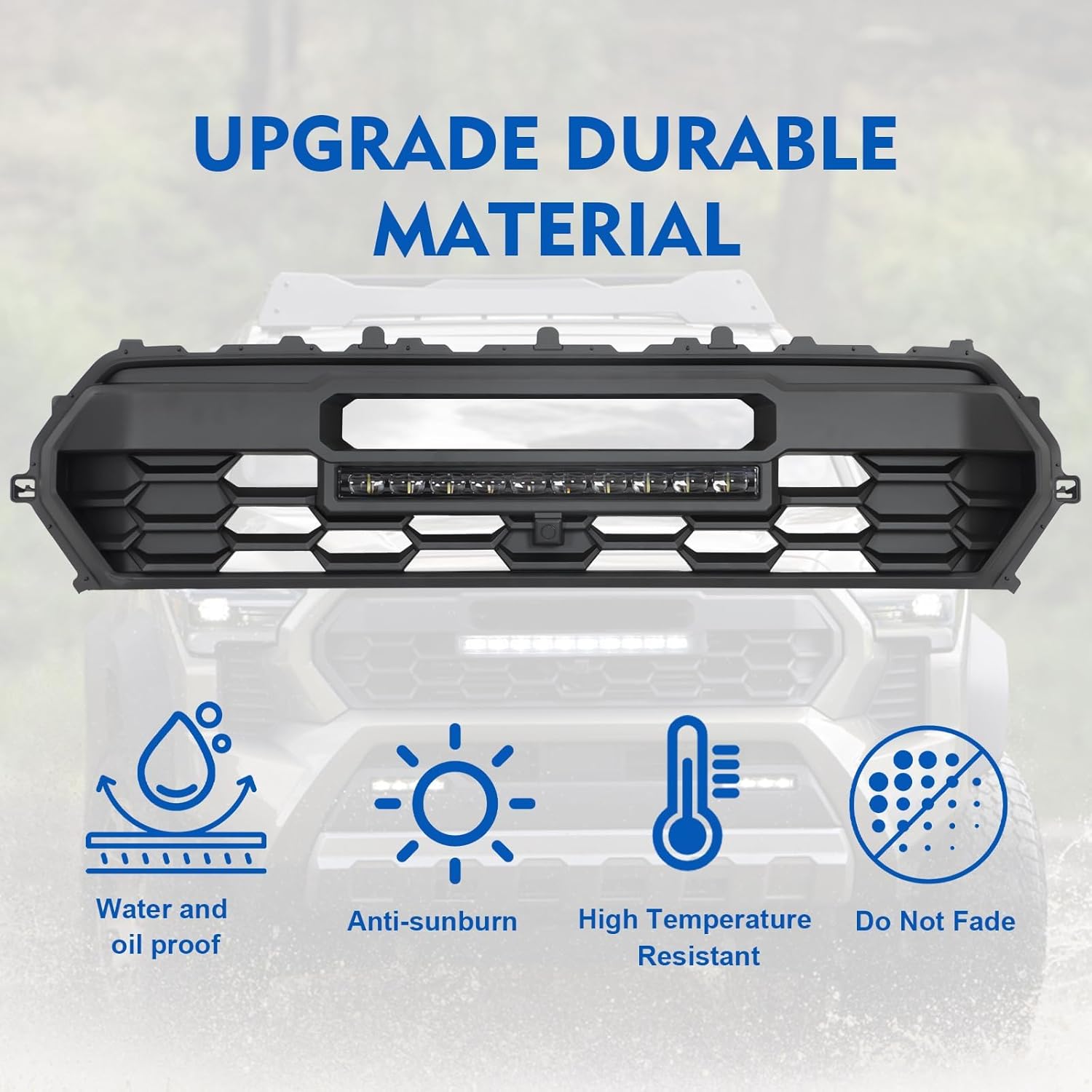 2024 Tacoma Grill Front Hollow Grill Compatible with 2024 2025 Tacoma, tacoma 2024 2025 Matte Black ABS grille, tacoma grill with LED Light